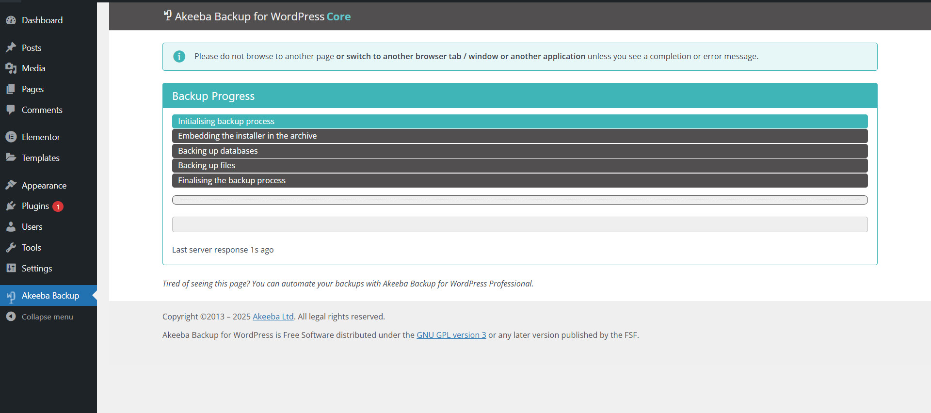 wordpress akeeba 3