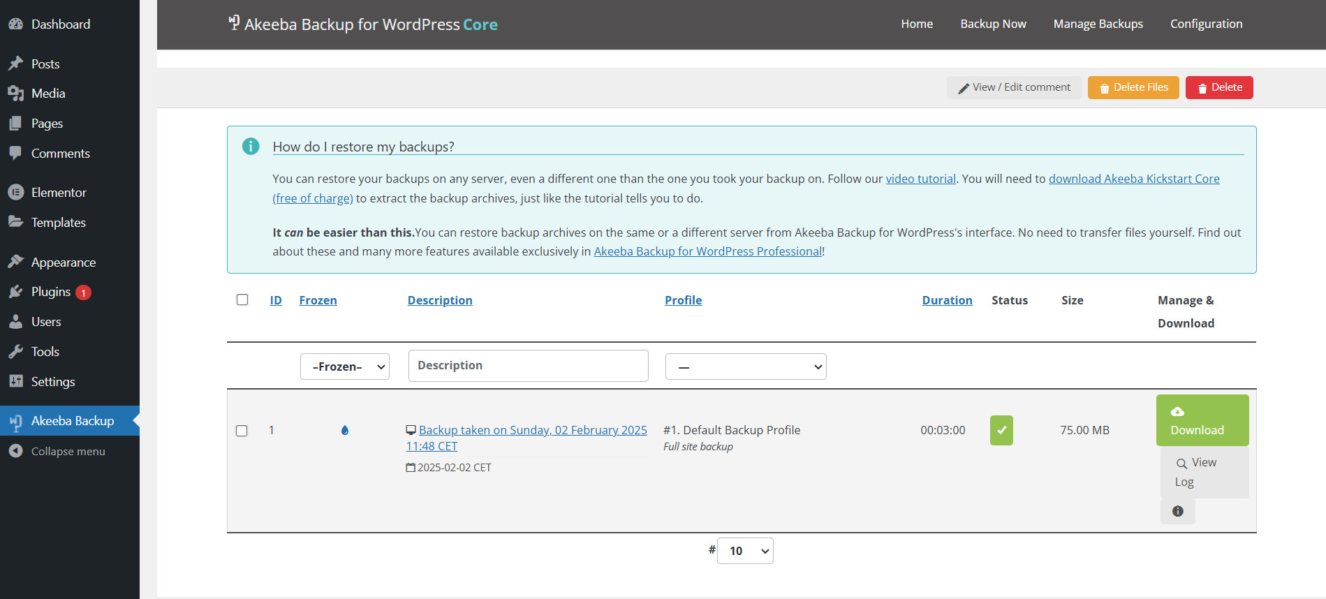 wordpress akeeba 4